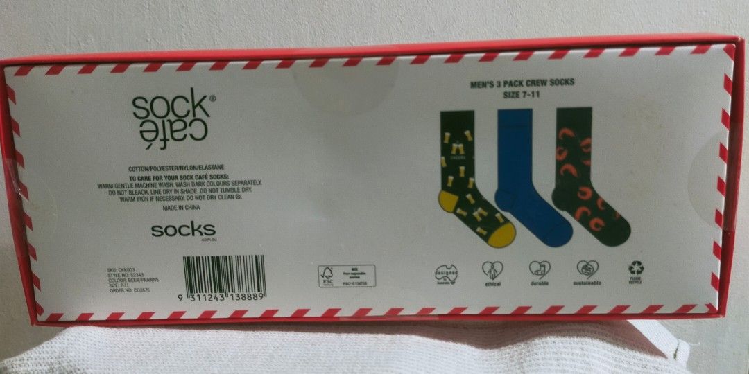 Christmas Party Socks (Category: Socks & Tights) located in Quezon City. Submitted by mcmp1216 (Listing ID 1468629968, Image 3). Description: Brand New 3 pairs socks unisex Size 7-11 Cotton/polyester/nylon/elastane See photos.