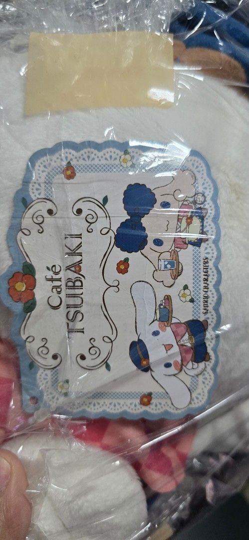 Cinnamoroll Tsubaki Café (Category: Plushies & Soft Toys) located in Quezon City. Submitted by pamalamb (Listing ID 1468520220, Image 3). Description: cinnamoroll tsubaki plush for sale! still has his tag :) RFS need funds honest flaw: slight yellowing behind his head, as pictured. not sure if washable.