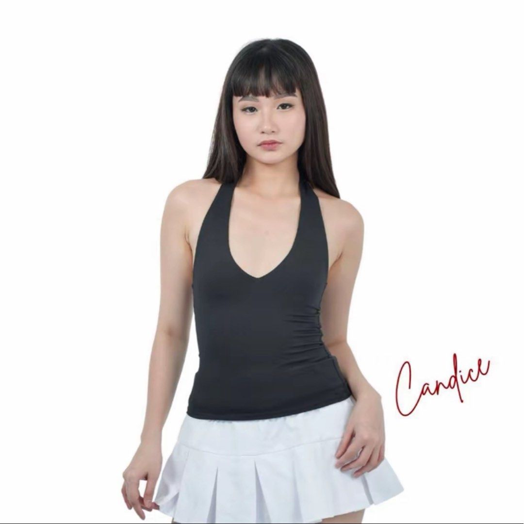Clota candice black v halter top (Category: Sleeveless) located in Taytay. Submitted by bye_bye_stuff (Listing ID 1468548624, Image 1). Description: Also have in white Size: Medium See photo for exact measurements Body hugging double lining Buttery fabric.