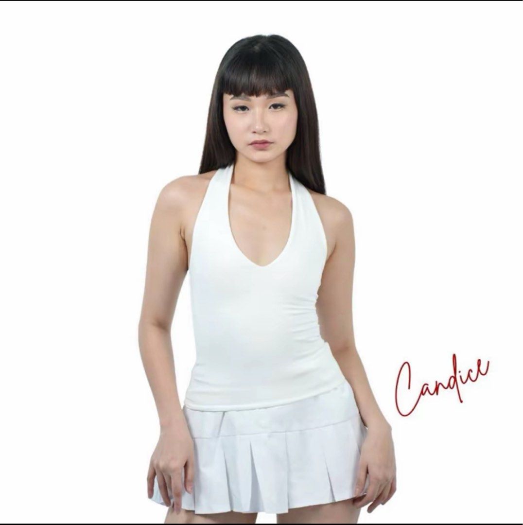 Clota candice white v halter top (Category: Sleeveless) located in Taytay. Submitted by bye_bye_stuff (Listing ID 1468548200, Image 1). Description: Also have black Size: Medium Body hugging double lining Buttery fabric .