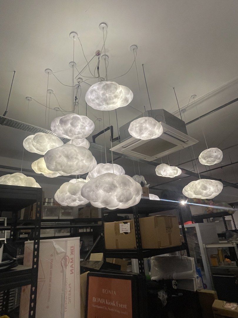 Cloud light (Category: Lighting) located in Singapore. Submitted by innovativeeventconcepts (Listing ID 1468690924, Image 1). Description: Clearing cloud lighting at very cheap rate, due to shifting warehouse. Local sell cloud light range from $300 to $500 per pcs depending on size. Engage your contractor to remove.. Cloud lighting x 15 to 17pcs Size: Diff size Per pc $50, take all $500 Please contact me at 80881102 Ken.
