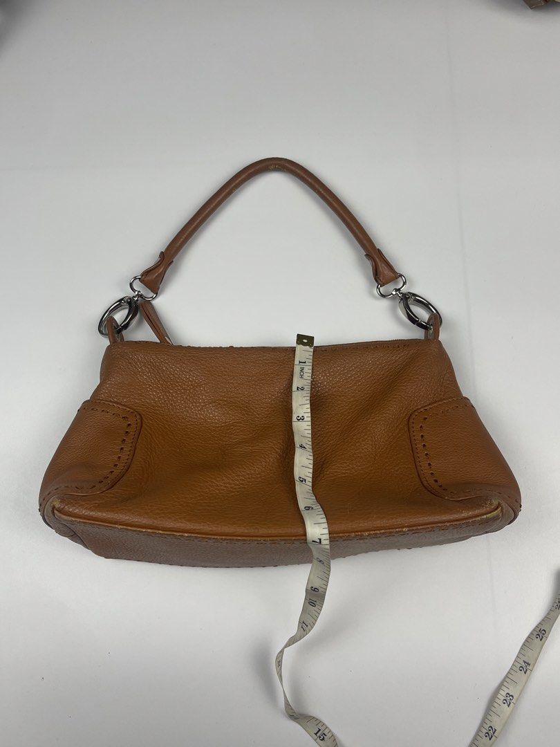 COGNAC BROWN PEBBLED LEATHER SHOULDER BAG (Category: Shoulder Bags) located in Cagayan de Oro. Submitted by kmcurations (Listing ID 1468544787, Image 3). Description: COGNAC BROWN PEBBLED LEATHER SHOULDER BAG Details & Dimensions: • Material: Pebbled / Grained Leather in Tan / Cognac Brown • Interior: Brown textile fabric lining with 1 zip compartment & slip wall pockets • Hardware: Silver-tone rings & metallic zip puller • Closure: Top zip closu