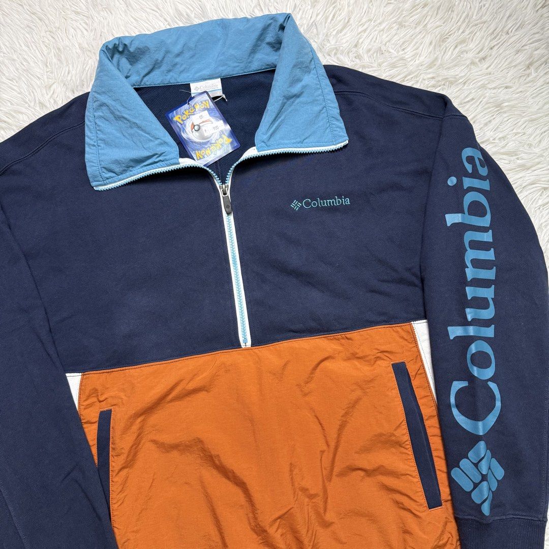 Columbia pullover (Category: Hoodies) located in Baguio. Submitted by sellingtonshop (Listing ID 1468518232, Image 2). Description: t5. Columbia half-zip spellout logo pullover Size: L Dimes: 30*24 Condition: good as new Issue: none Mine: 780 Steal: 880 Grab: 980.