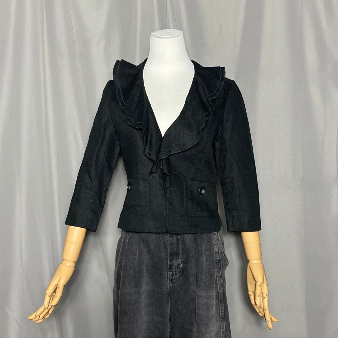 COMME CA ISM Japanese black blazer (Category: Coats, Jackets and Outerwear) located in Las Pinas. Submitted by ipickyou (Listing ID 1468689706, Image 1). Description: Unwashed Condition: 10/10 𝗠𝗲𝗮𝘀𝘂𝗿𝗲𝗺𝗲𝗻𝘁𝘀 𝘄𝗵𝗲𝗻 𝗹𝗮𝗶𝗱 𝗳𝗹𝗮𝘁: -Size M -Shoulder to shoulder: 15” -Armpit to armpit: 17 1/2” -Length: 20”.