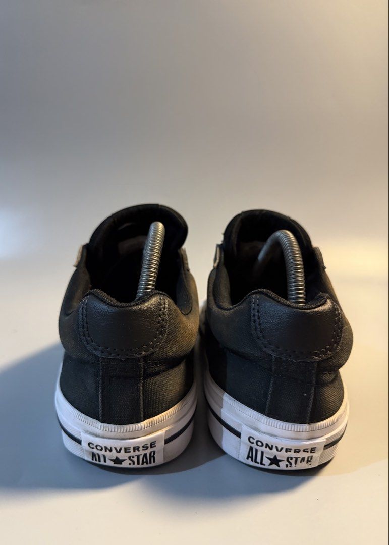 Converse Star Player Ox Black White Men's Size 9 (Category: Sneakers) located in Caloocan City. Submitted by maempenafi21452 (Listing ID 1468655752, Image 3). Description: - Brand: Converse - Color: Classic Black with White Soles - Style: Low-top canvas sneakers with star chevron side logos and laced front - Size: Men's US 9 / Women's US 10.5 / UK 8 / EUR 42.5 - Condition: Clean overall, soles show very minor dirt from handling/try-ons, treads ar