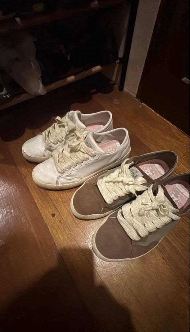 Converse x Golf le Fleur Gianno sneakers bundle (Category: Casual Shoes) located in Manila. Submitted by robygonzaga10 (Listing ID 1468599565, Image 1). Description: - Set of 2 Converse Gianno x Tyler, The Creator sneakers - Colorways: White Leather & Brown/Olive Suede - Chunky sole design with thick laces - Vibrant pink insoles featuring co-branded graphics - Condition: Normal signs of wear on uppers and outsoles - Selling as a pair bundle.