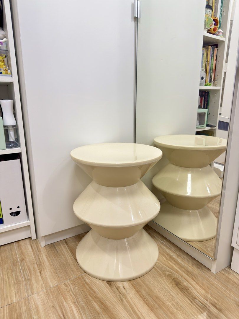 Cream Stackable Modern Design Stool (Category: Chairs) located in Manila. Submitted by chi.declutter (Listing ID 1468561365, Image 1). Description: Bought at 2700 now selling it for 1000 - Color & Finish: Cream with a smooth, glossy finish - Design: Modern multi-tier hourglass shape with geometric stacked sections - Versatility: Can be used as a side table, accent piece, or extra seating - Material: Solid plastic, durable and very easy to wipe cl