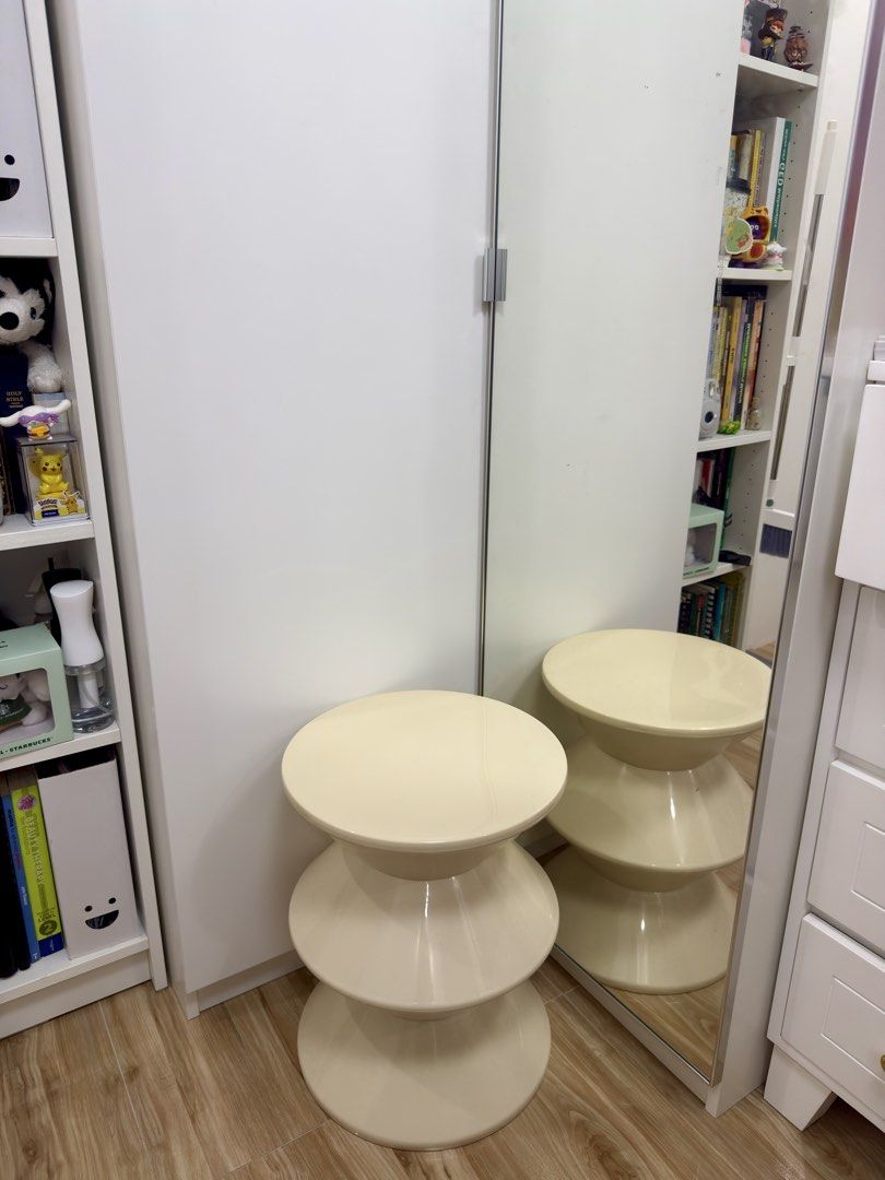 Cream Stackable Modern Design Stool (Category: Chairs) located in Manila. Submitted by chi.declutter (Listing ID 1468561365, Image 2). Description: Bought at 2700 now selling it for 1000 - Color & Finish: Cream with a smooth, glossy finish - Design: Modern multi-tier hourglass shape with geometric stacked sections - Versatility: Can be used as a side table, accent piece, or extra seating - Material: Solid plastic, durable and very easy to wipe cl