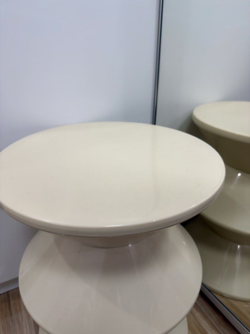Cream Stackable Modern Design Stool (Category: Chairs) located in Manila. Submitted by chi.declutter (Listing ID 1468561365, Image 3). Description: Bought at 2700 now selling it for 1000 - Color & Finish: Cream with a smooth, glossy finish - Design: Modern multi-tier hourglass shape with geometric stacked sections - Versatility: Can be used as a side table, accent piece, or extra seating - Material: Solid plastic, durable and very easy to wipe cl