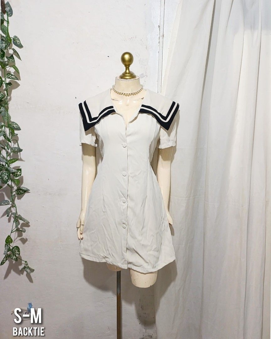 cream white korean sailor dress button (Category: Dresses) located in Pateros City. Submitted by amj_amj (Listing ID 1468684273, Image 1). Description: .