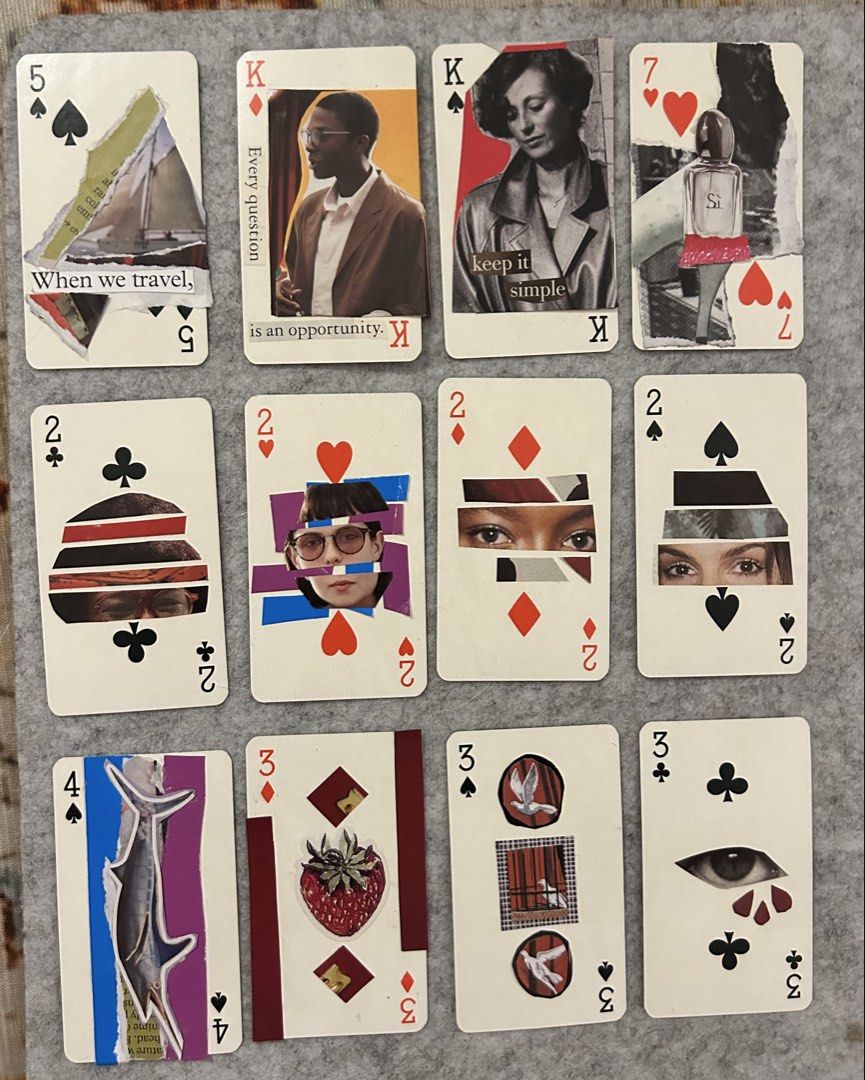 Custom Hand-Collaged Playing Cards Mixed Media Art (Category: Board Games & Puzzles) located in Taguig. Submitted by makeupjunkie22 (Listing ID 1468675279, Image 3). Description: - 200/ card. With certificate of authenticity..
