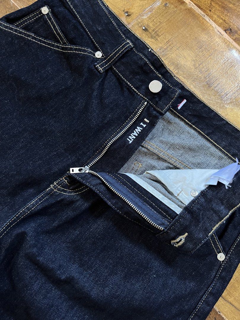 Dark blue raw denim (Category: Jeans) located in Manila. Submitted by cjzgarments_ (Listing ID 1468525199, Image 2). Description: W-34 L-46 Thigh-14 Hem-11.
