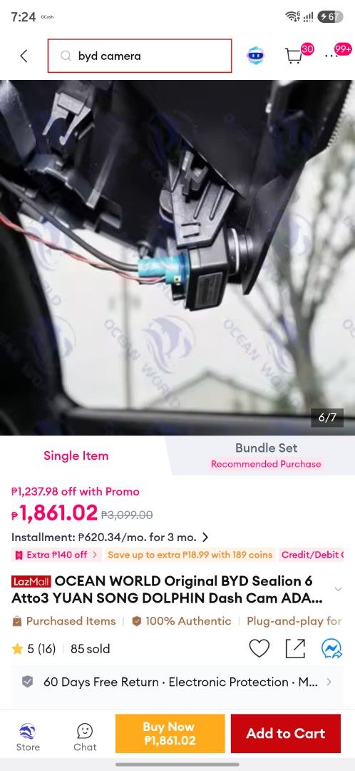 Dashcam BYD (Category: Lightings, Horns, and other Electrical Parts and Accessories) located in Cebu City. Submitted by docjuko (Listing ID 1468612554, Image 3). Description: just found out complicated installation for BYD shark but very easy installation for other BYD. sealion 6 and 5.