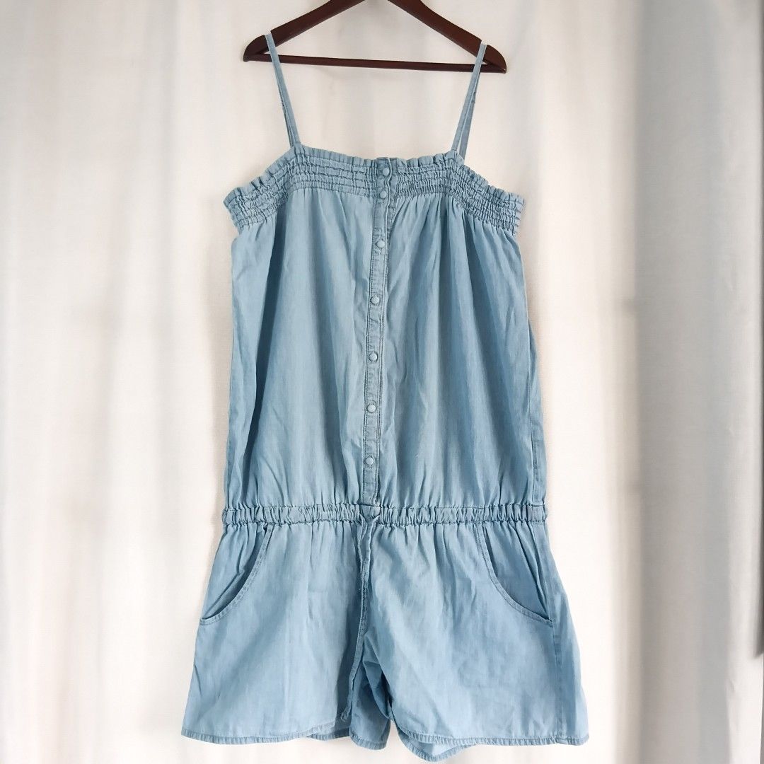 Denim Romper (Category: Rompers) located in Angeles City. Submitted by itsandspreloved (Listing ID 1468514230, Image 1). Description: from japan size: large on tag very nice soft denim.