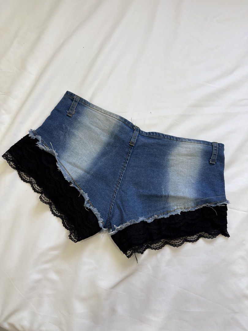 DENIM SHORT WITH LACE (Category: Shorts) located in General Trias. Submitted by fellasunshine (Listing ID 1468652892, Image 2). Description: - rfs decluttering - no flaws - personal item.