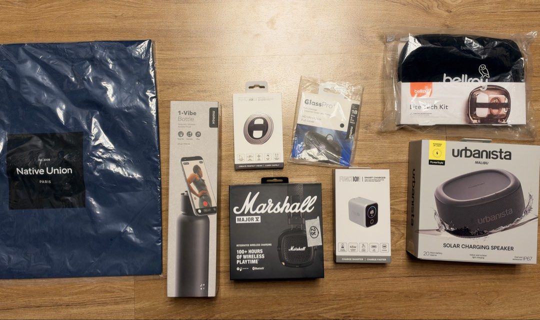 Digital Walker Pre-Order Bundle Tech Accessories Speaker Headphones (Category: Headphones & Headsets) located in Manila. Submitted by machupapi_mnl (Listing ID 1468516817, Image 2). Description: Selling my Digital Walker queue items from iPhone 18 Pro event! All unopened and Brand New. Native Union Tote - 700 Function101 Magsafe Loop - 300 Fuction101 45W Charger - 800 Momax Glass Protector - 200 Bellroy Tech Kit - 2000 Marshall Major V Headphones