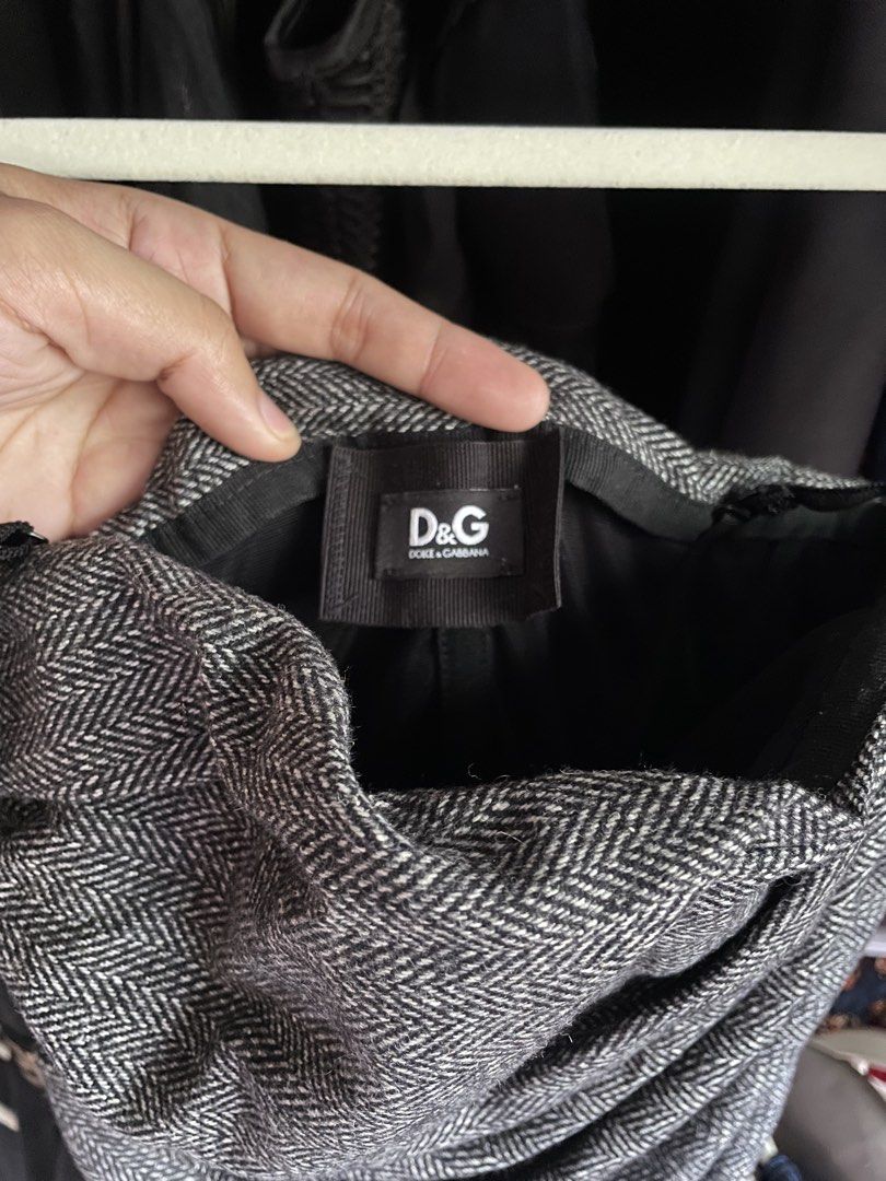 Dolce and Gabanna (Category: Luxury Apparel) located in Dumaguete. Submitted by jaymharr (Listing ID 1468512040, Image 2). Description: The selected region shows a gray and black herringbone-patterned strapless or tank-style ruched mini dress, resembling archival designs like the D&G by Dolce & Gabbana Wool Tweed Drapery Corset Strap Tank Top..