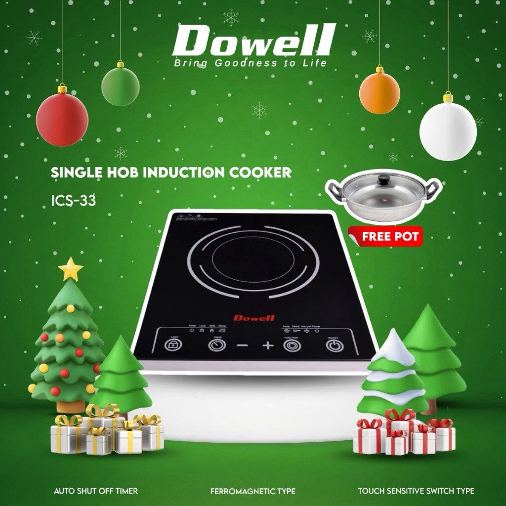 Dowell Induction Cooker ICS-33 (Category: Cookers) located in Caloocan City. Submitted by rsdee (Listing ID 1468281220, Image 3). Description: BRANDNEW SRP PRICE ₱3,499 Pero bibigay ko nalang po sa price na 2,500 Rfs: Need Cash Location: North Caloocan.