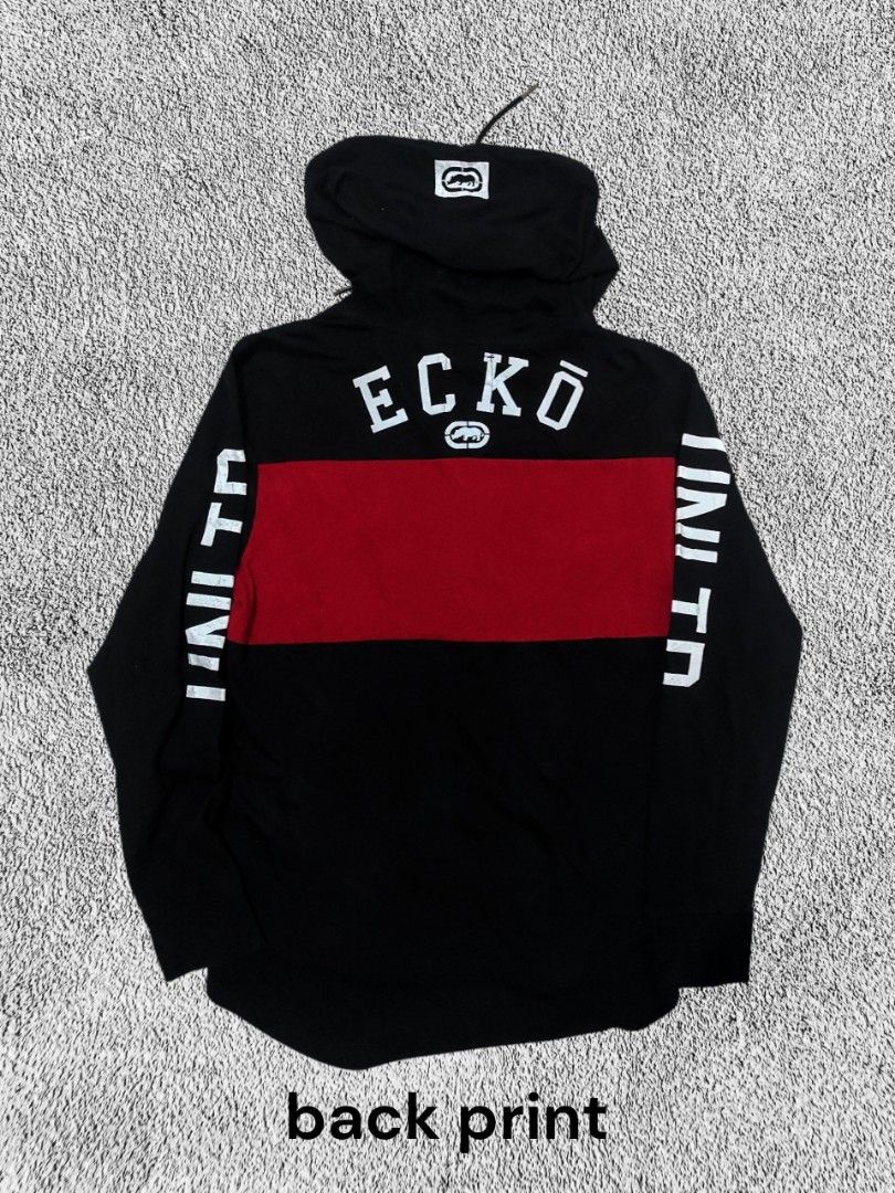 Ecko Unltd Black Red Hoodie Men's Medium (Category: Coats, Jackets and Outerwear) located in Cebu City. Submitted by thrifthuntsph (Listing ID 1468672939, Image 2). Description: thin cotton material.
