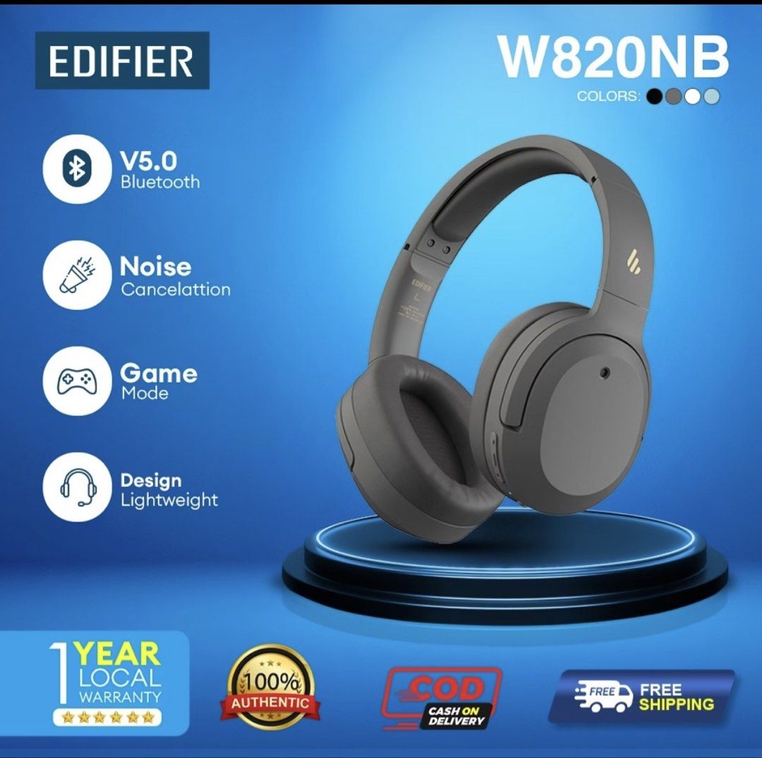 Edifier W820NB Headphones (Category: Headphones & Headsets) located in Mandaluyong City. Submitted by kitmulliken (Listing ID 1468678524, Image 1). Description: Edifier W820NB Headphones (Gray) Price: ₱1,400 RFS: I barely use it.