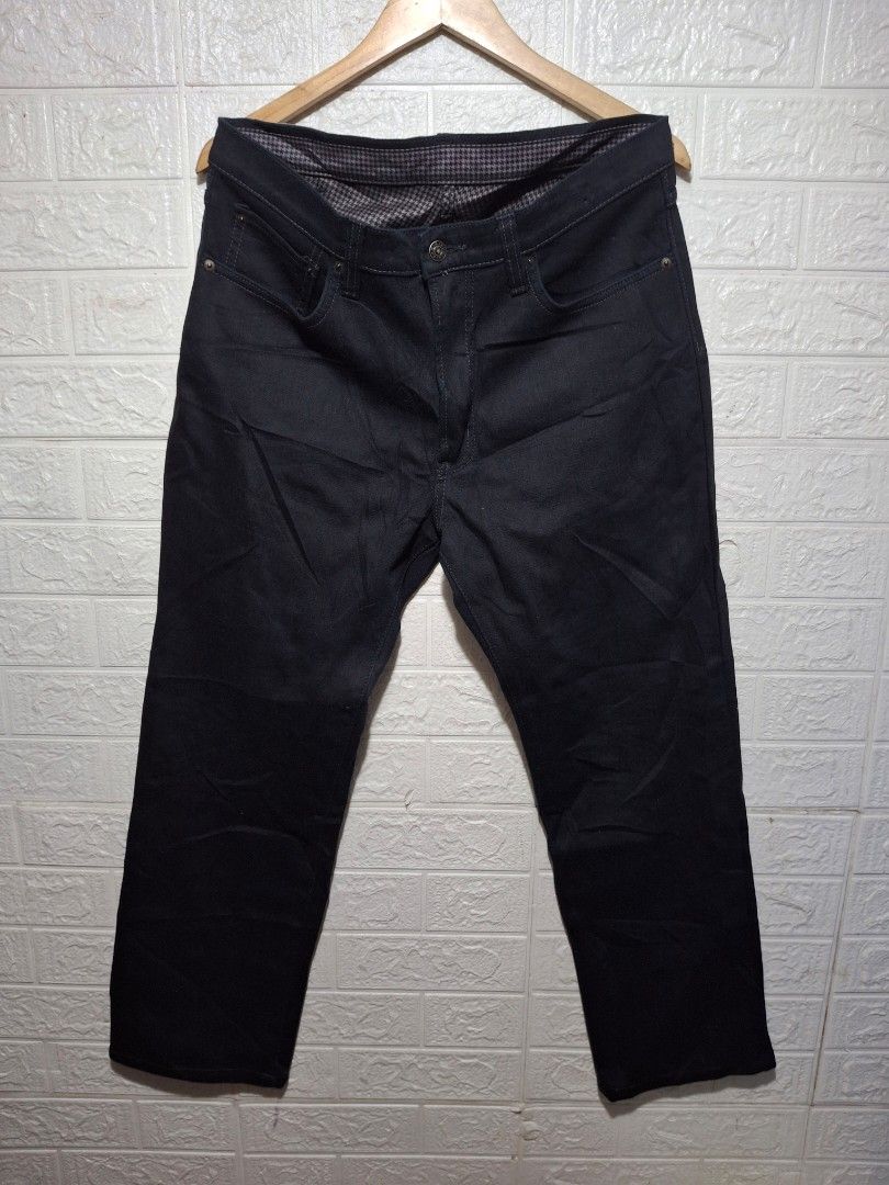 EDWIN Wildfire 403 Black Denim Jeans Size 35 (Category: Jeans) located in Angeles City. Submitted by livemountain.e2ae07 (Listing ID 1468560654, Image 1). Description: - Brand: EDWIN Wildfire - Model: 403 - Size: 35 waist - W17.4 L39.3 HEM 8 - Color: Dark wash black denim - Interior: Houndstooth thermal lining for extra warmth in cold weather - Origin: Made in Japan - Details: Button closure with branded hardware, leather patch at back waistband 