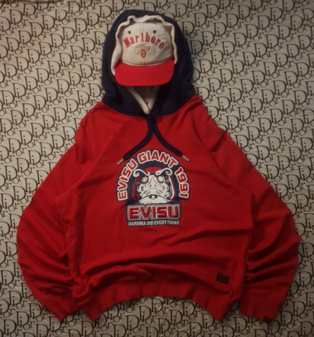 Evisu hoodie 2 tone embroidered (Category: Coats, Jackets and Outerwear) located in San Fernando. Submitted by retro.district. (Listing ID 1468708709, Image 1). Description: - Evisu 2 tone hoodie embroidered design - Size: XL (25x30) - Condition: Excellent - No issue - Color Rate: 9.5/10.