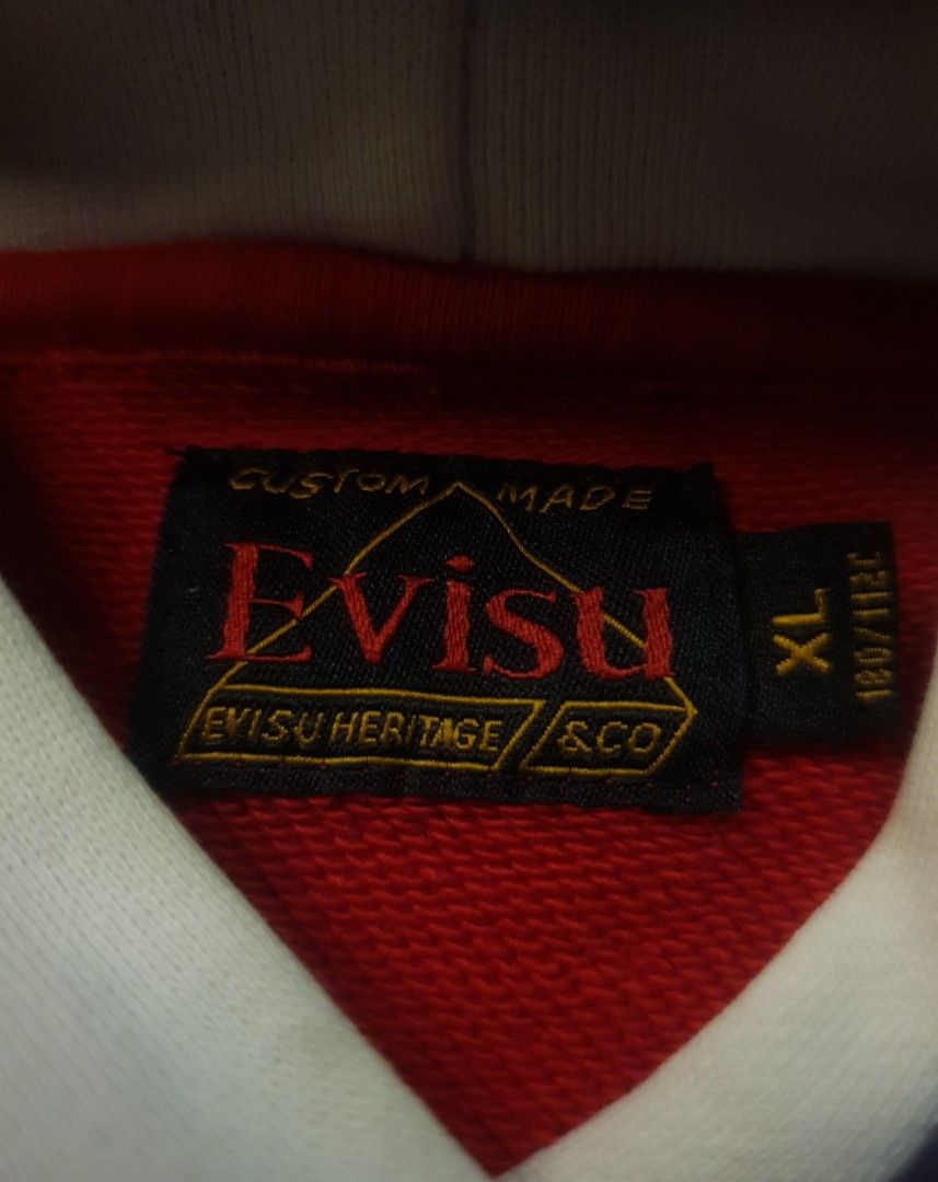 Evisu hoodie 2 tone embroidered (Category: Coats, Jackets and Outerwear) located in San Fernando. Submitted by retro.district. (Listing ID 1468708709, Image 3). Description: - Evisu 2 tone hoodie embroidered design - Size: XL (25x30) - Condition: Excellent - No issue - Color Rate: 9.5/10.