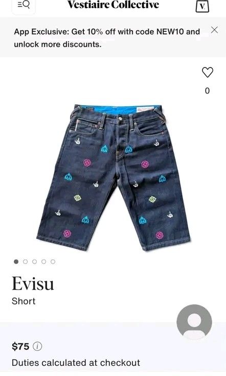 Evisu jorts selvedge (Category: Shorts) located in Navotas City. Submitted by DalVintage (Listing ID 1468527843, Image 2). Description: authentic evisu short 30 to 31 21 L 8 opening Selvedge.