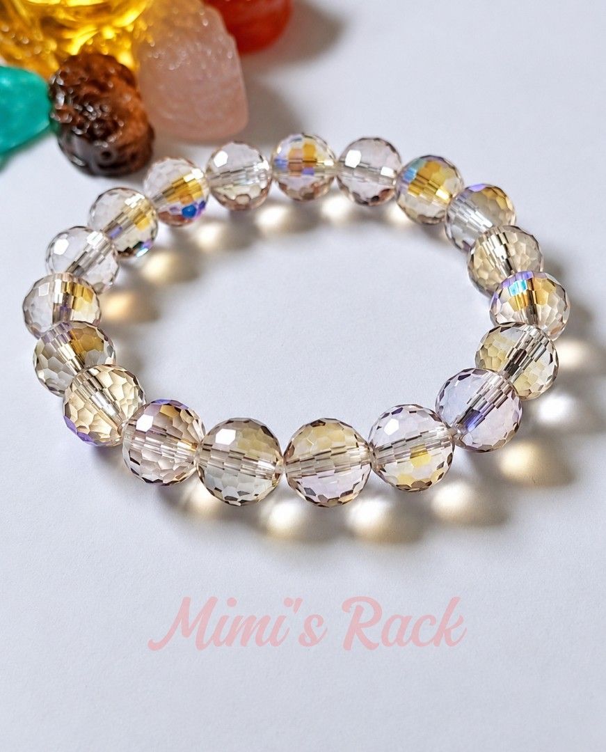 FACETED AURA QUARTZ STONE BRACELET (Category: Bracelets) located in Taguig. Submitted by mimisrack (Listing ID 1468694991, Image 2). Description: 🤍Iridescent high-vibe bracelet radiating positivity and transformation -Aura Quartz is known for uplifting energy and enhancing positive vibrations -Faceted cut adds brilliant sparkle and light reflection -Symbolizes transformation, clarity, and elevated awareness -Encourages emotional balance and joyf