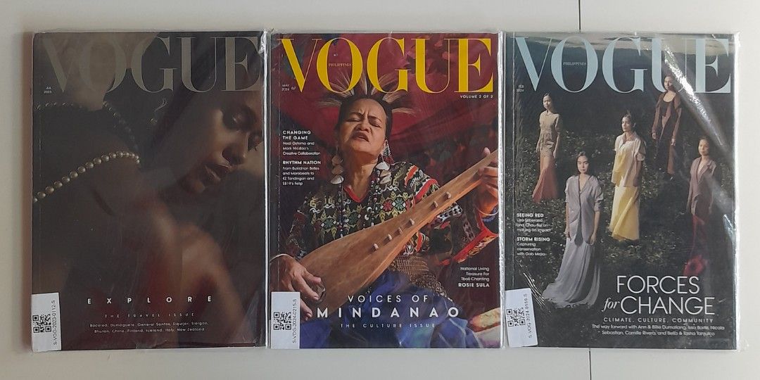 ​[FACTORY SEALED / UNOPENED] Vogue Philippines Back Issues Lot (Category: Magazines) located in Batangas. Submitted by bluehasnoclue (Listing ID 1468510647, Image 1). Description: Solo / Per Piece Price: ₱250 each ​Take-All Bundle (7 Issues): ₱1,750 (FIXED) •​Available Issues: ​July 2023 – The Travel Issue ("Explore") ​August 2023 – The Action Issue (Pom Klementieff Cover) ​October 2023 – How We Play The Game (Filipinas National Football Team) ​F
