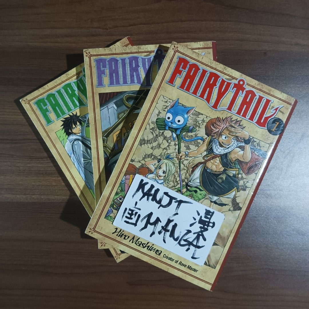 Fairy Tail Manga Volumes 1–3 (Category: Comics & Manga) located in Davao. Submitted by kanjimangaonlinestore (Listing ID 1468665284, Image 1). Description: • Fairy Tail, Vol. 1–3 Condition: Well Used Yellowing / Markers on top Location: Davao City MOP: Gcash MOD: J&T / SPX.
