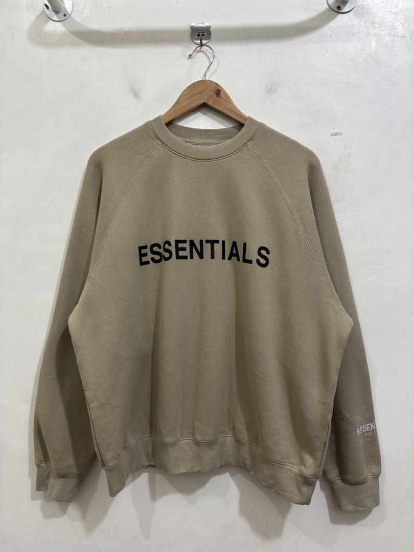 Fear Of God Essentials Crewneck (Category: Coats, Jackets and Outerwear) located in Taytay. Submitted by leanmark103093 (Listing ID 1468558667, Image 1). Description: F€^R 0F G0D ESSENTl^LS Crewneck Sweatshirt Medium on tag W25 L27 Good as new No issue 📩📩📩📩.