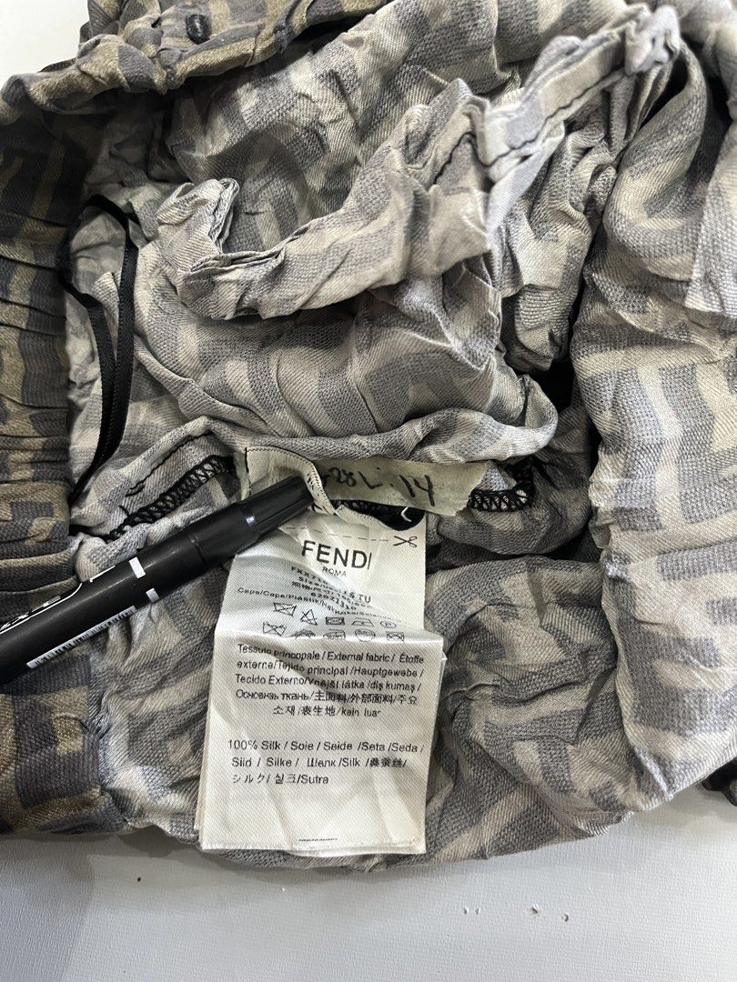 Fendi FF Monogram Silk Shorts (Category: Shorts) located in Mabalacat. Submitted by aas_thriftfings (Listing ID 1468577290, Image 3). Description: - Brand: Fendi - Material: 100% pure silk (super soft and lightweight) - Design: Iconic all-over FF monogram pattern - Waist: Drawstring elastic waist for an easy, comfortable fit - Origin: Made in Italy - Size: Tagged size TU - Condition: Clean inside and out with all original labels attached.