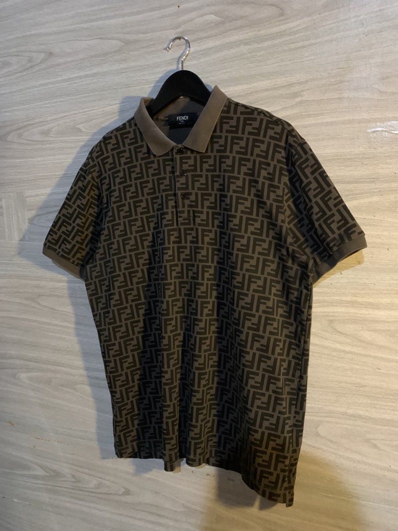 Fendi Monogram (Category: Tshirts & Polo Shirts ) located in Butuan. Submitted by thrif_findspeace (Listing ID 1468563220, Image 2). Description: Condition - Excellent Colorate - 9.5 Width - 22 Length - 28 Issue : Minimal collar line.