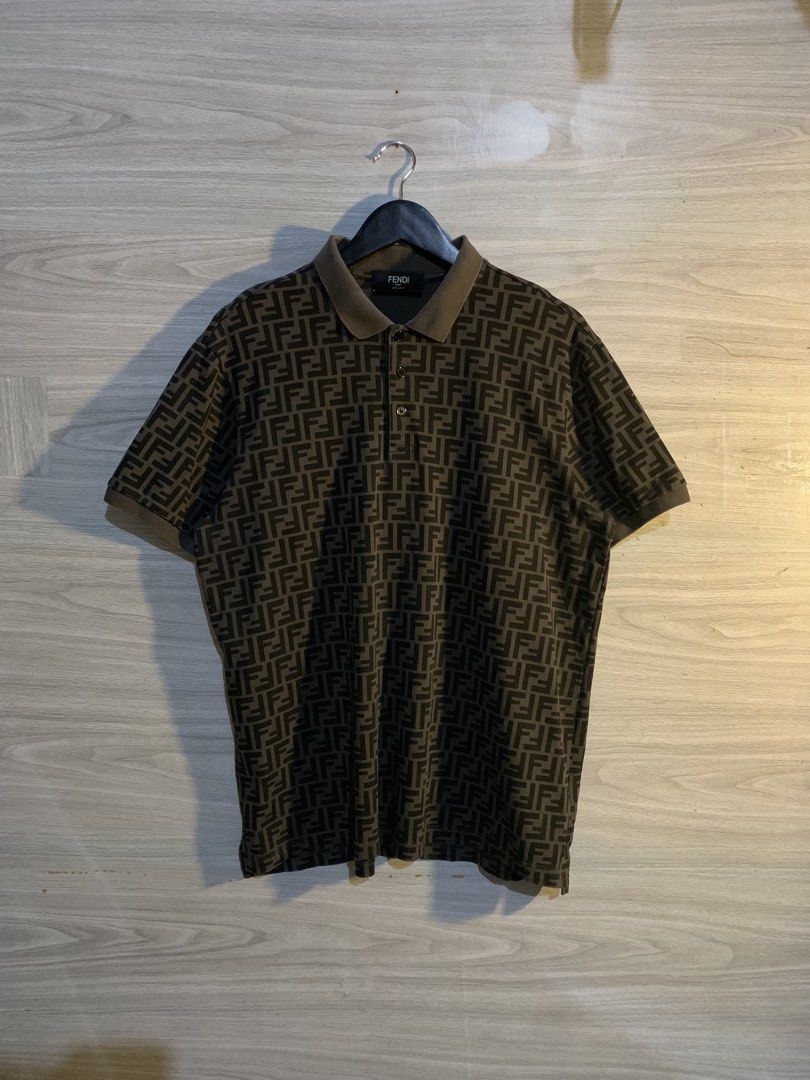 Fendi Monogram (Category: Tshirts & Polo Shirts ) located in Butuan. Submitted by thrif_findspeace (Listing ID 1468563220, Image 1). Description: Condition - Excellent Colorate - 9.5 Width - 22 Length - 28 Issue : Minimal collar line.