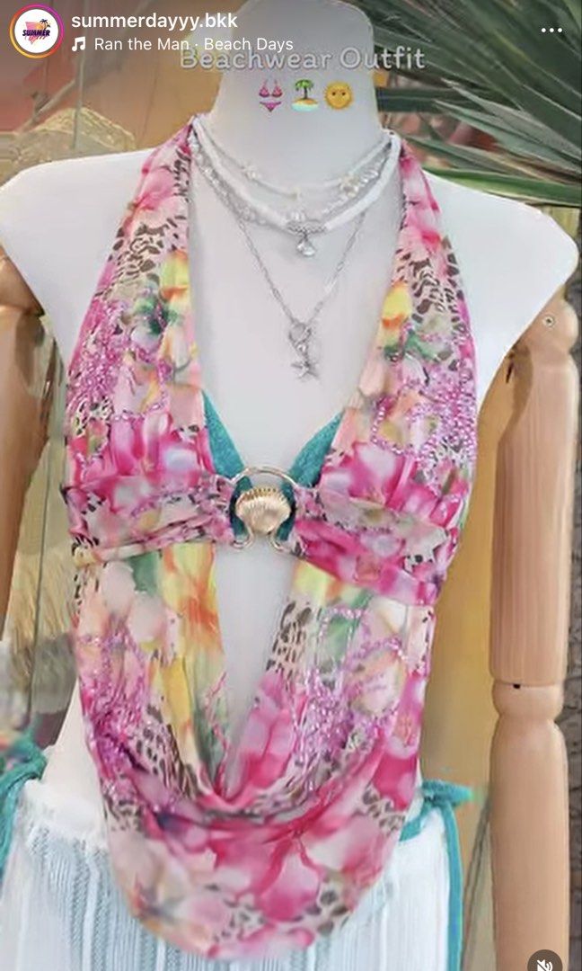 Floral Rhinestone Halter Top (Category: Sleeveless) located in Manila. Submitted by c0ldlaundry (Listing ID 1468625022, Image 3). Description: Floral Rhinestone Halter top from Summerdayyy BKK for 1,580 THB (as seen on the last pic) or approximately 2,900 PHP but willing to let this go for 2,500 PHP. Never used, was supposed to wear this to Zara Larsson's upcoming concert in Manila but won't be able to come due to work..