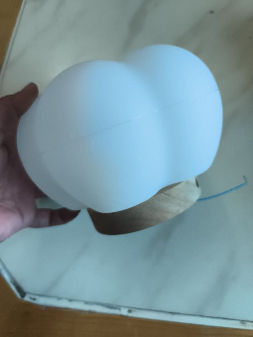 Flower shape cloud ceiling light lamp shade wood base (Category: Lighting) located in Cavite. Submitted by Combiishop (Listing ID 1468579999, Image 2). Description: - Design: Minimalist Nordic flower or cloud shaped lamp shade - Material: White frosted glass with a natural wooden base - Size: Approximately 20 cm across - Condition: Removed from a recent renovation project, ready for installation - Setup: Includes center fitting and exposed electr