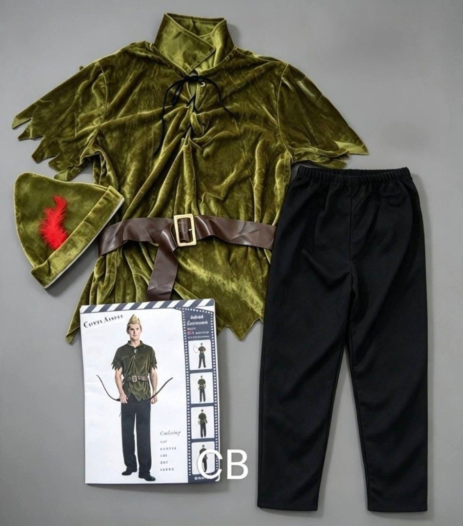 Forest Peterpan Adult Costume (Category: Activewear) located in Manila. Submitted by viashop02 (Listing ID 1468627487, Image 2). Description: Forest Peterpan Adult Costume ✅ Included: Top,Pants,Hat,Belt Price: ₱1,150 ✅Size: (FreeSize Fit To 165-185cm) 🌳 Actual photo is posted 🌳 Made in Bangkok 🌳 Good quality ✅ Cash on delivery via lalamove ✅ Pm for more information....