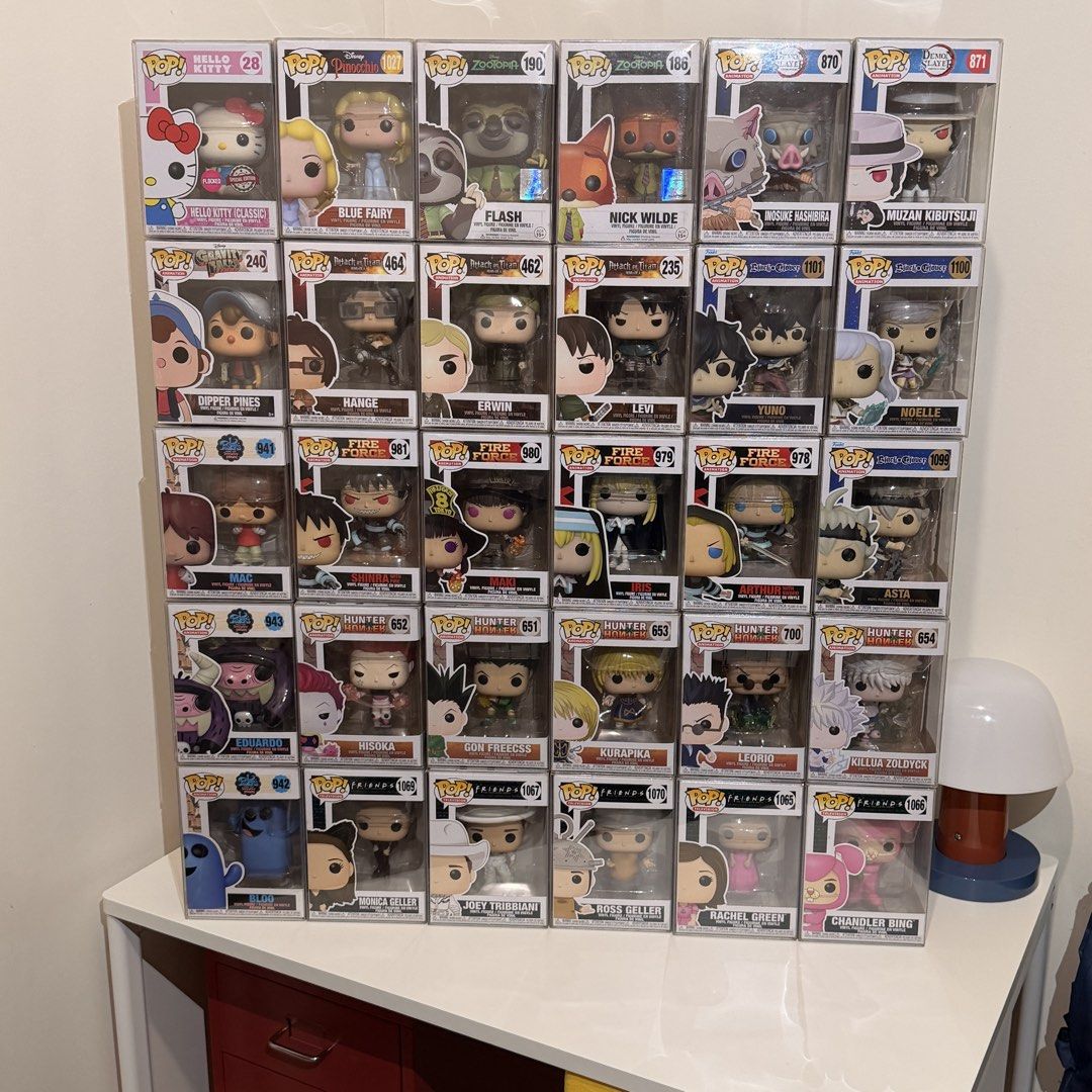 FUNKO POP COLLECTION FOR SALE — TAKE ALL! (Category: Designer & Blind Box Toys) located in Santa Rosa. Submitted by shop.solia (Listing ID 1468533095, Image 1). Description: Decluttering my Funko Pop collection. Selling as one lot, approximately 30 pieces. Includes anime, Disney, cartoons, and TV series such as: * Hunter x Hunter * Fire Force * Black Clover * Demon Slayer * Zootopia * Friends * Gravity Falls * And more! Price: ₱18,000 (negotiable