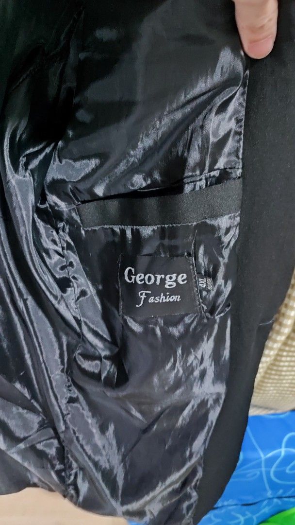George Fashion Black Blazer Medium (Category: Coats, Jackets and Outerwear) located in Quezon City. Submitted by rapstoreph (Listing ID 1468651396, Image 2). Description: - Brand/Model: George Fashion Men's Blazer - Color: Solid Black - Size: Medium - Design: Classic notched lapel and single front button closure - Features: Functional front pockets and fully lined smooth interior - Versatility: Perfect for formal events, business meetings, or sma