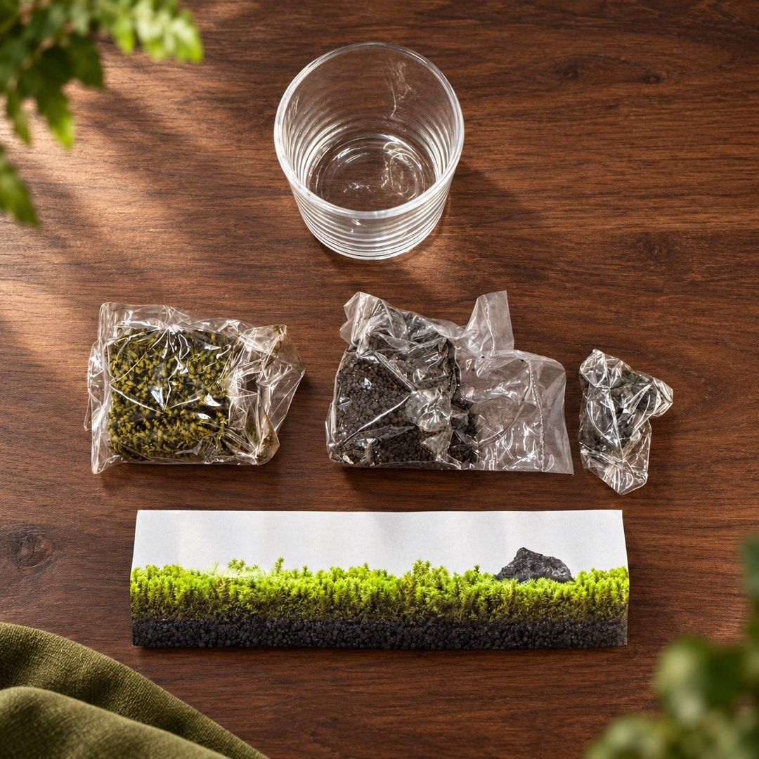 Glasst Moss DIY Terrarium Kit with Glass Container (Category: Plants & Seeds) located in Makati City. Submitted by tshimomura0719 (Listing ID 1468613316, Image 3). Description: - Glasst Moss DIY Terrarium Kit - Includes clear glass cylinder container, green moss, dark substrate soil, and decorative black rocks - Everything individually packed in plastic bags inside the original product box - Perfect for indoor plant lovers and minimalist home dec