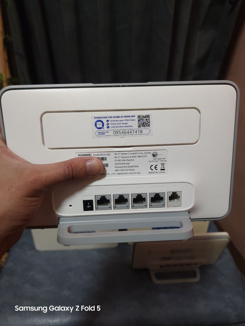 Globe at Home Prepaid Wifi Modem (Category: Networking) located in Manila. Submitted by chrizbrown (Listing ID 1468686744, Image 2). Description: Globe at Home Prepaid Wifi Modem Huawei Model: B535-932 ● 100% No Issue ● No SimCard, bili nalang kayo ng Globe or Gomo Sim. mura lng naman yun ● with Power Adapter ● 900 pesos each 10 pcs available Lalamove nyo nalang kung malayo kayo, willing to VideoCall para mapakita sa inyo bago nyo i-book. own Rid