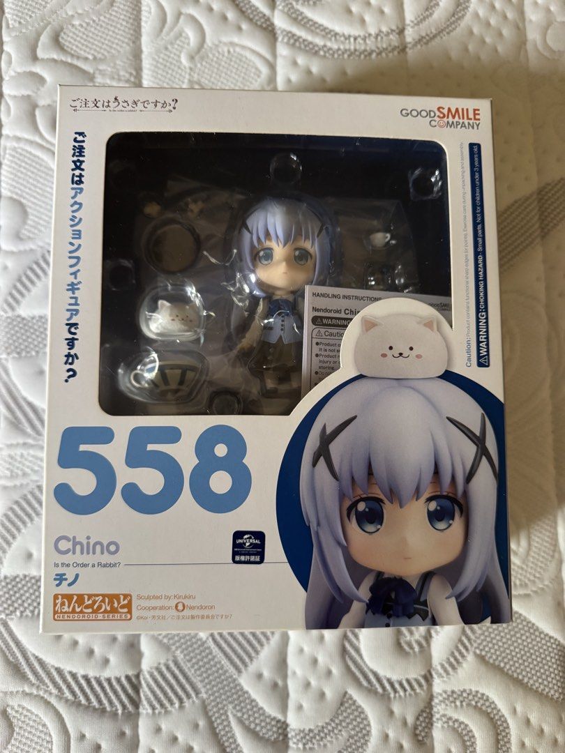 Gochiusa Is the Order a Rabbit? Nendoroids (Category: Figurines & Statues) located in Cebu City. Submitted by vincevins27 (Listing ID 1468554063, Image 2). Description: Gochiusa Is the Order a Rabbit? Nendoroids for sale Can sell individually or as a set Characters available: -Chino (#558) - 1,500 php Condition: BIB, complete parts -Cocoa (#798) - 1,800 php Condition: MISB, never opened, box has markings (see encircled in pic) -Syaro (#929) - 2,0
