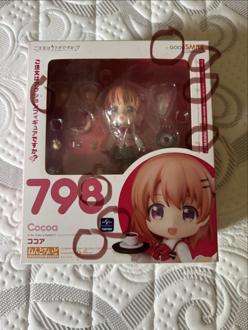 Gochiusa Is the Order a Rabbit? Nendoroids (Category: Figurines & Statues) located in Cebu City. Submitted by vincevins27 (Listing ID 1468554063, Image 3). Description: Gochiusa Is the Order a Rabbit? Nendoroids for sale Can sell individually or as a set Characters available: -Chino (#558) - 1,500 php Condition: BIB, complete parts -Cocoa (#798) - 1,800 php Condition: MISB, never opened, box has markings (see encircled in pic) -Syaro (#929) - 2,0