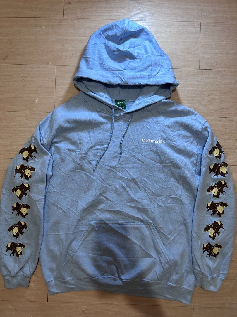 GOLF Le Fleur Save The Bees Hoodie Blue Medium (Category: Coats, Jackets and Outerwear) located in Dipolog. Submitted by adrian281994 (Listing ID 1468628980, Image 2). Description: - Brand: Golf Wang (Tyler, The Creator - Flower Boy era) - Item: Save The Bees Hoodie - Color: Light Blue - Size: Medium - Details: Graphic bees on both sleeves, large back print, and 'Flower Boy' text on chest - Features: Kangaroo pocket and intact original drawstring