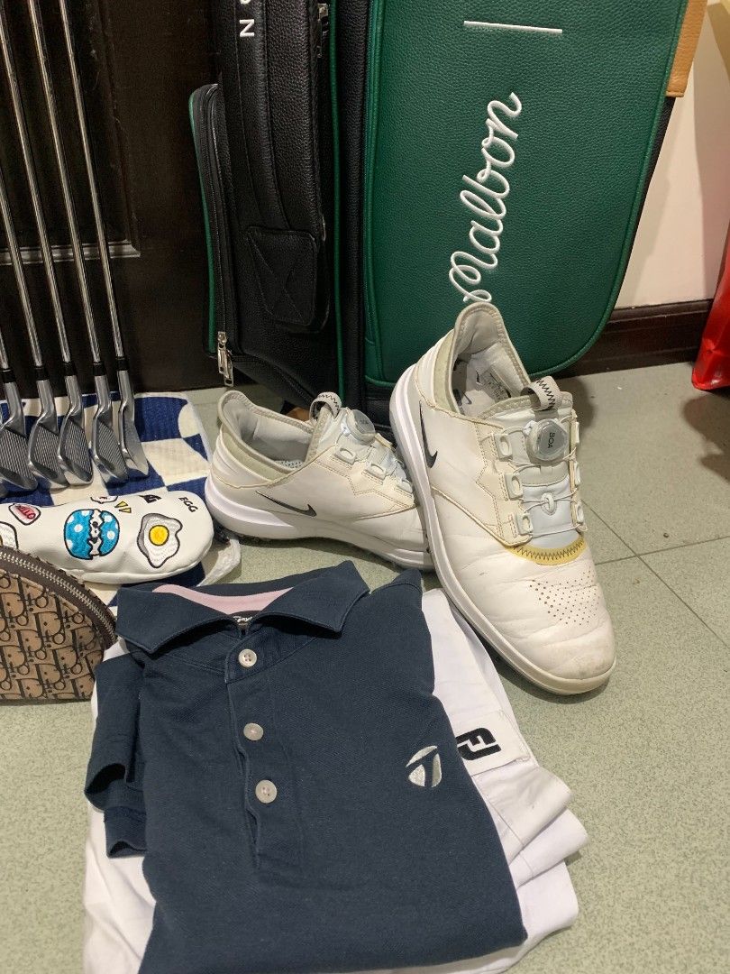 Golf set (Category: Golf) located in Cebu City. Submitted by karlosta.2262 (Listing ID 1468690170, Image 2). Description: - Complete golf set, ready to play right away - Stylish Malbon green and black stand bag - TaylorMade irons and putter with SuperStroke grip - Includes driver, fairway wood, and golf shoes - Comes with matching headcovers, golf balls, polo shirt, and glove - Ideal for beginners or players looking for a full kit upgrade - Every