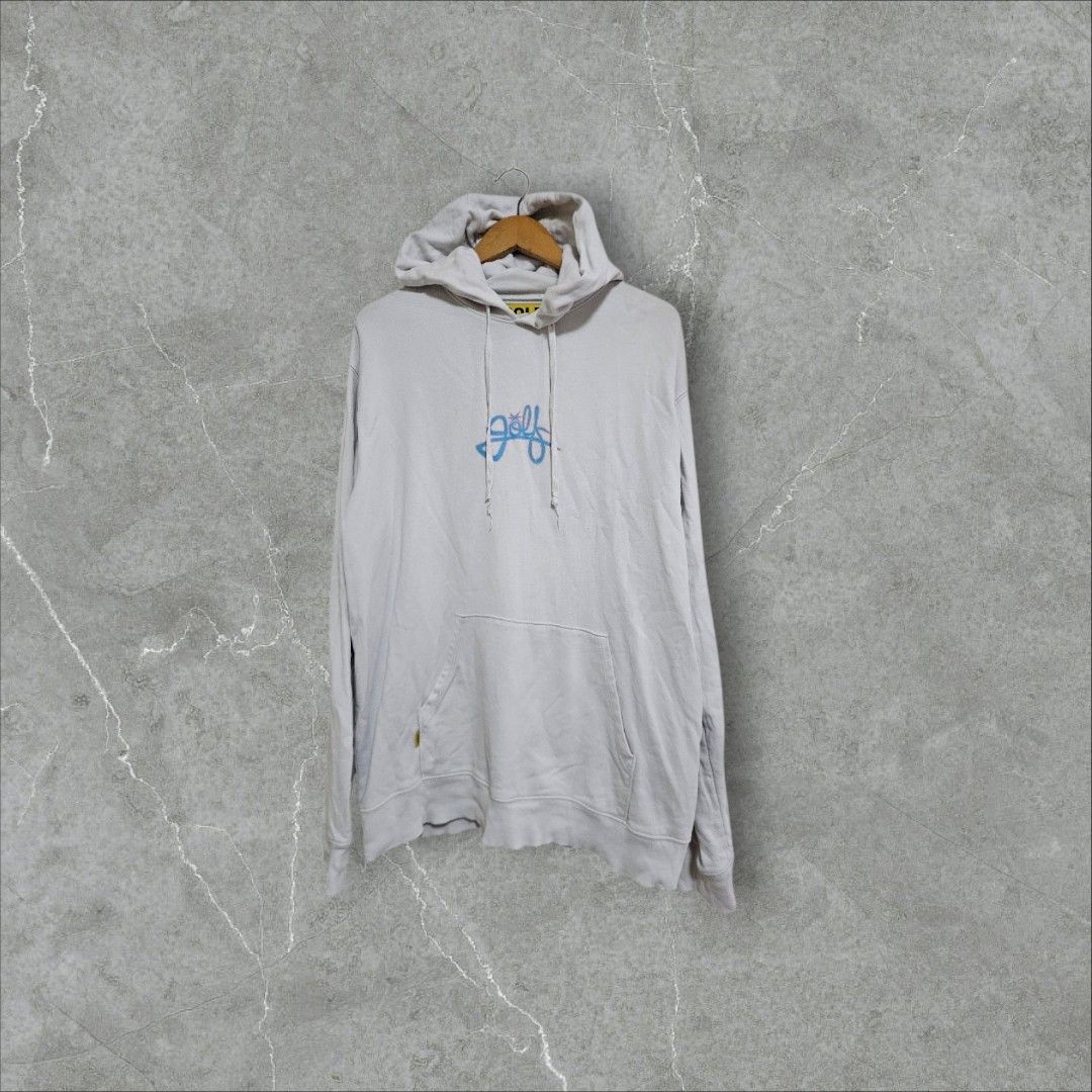 Golf wang white hoodie (Category: Coats, Jackets and Outerwear) located in Baguio. Submitted by fadexquisite (Listing ID 1468573398, Image 1). Description: Golf wang white hoodie Large fits xlarge 29x25 Excellent condition 500 plus ship fee.