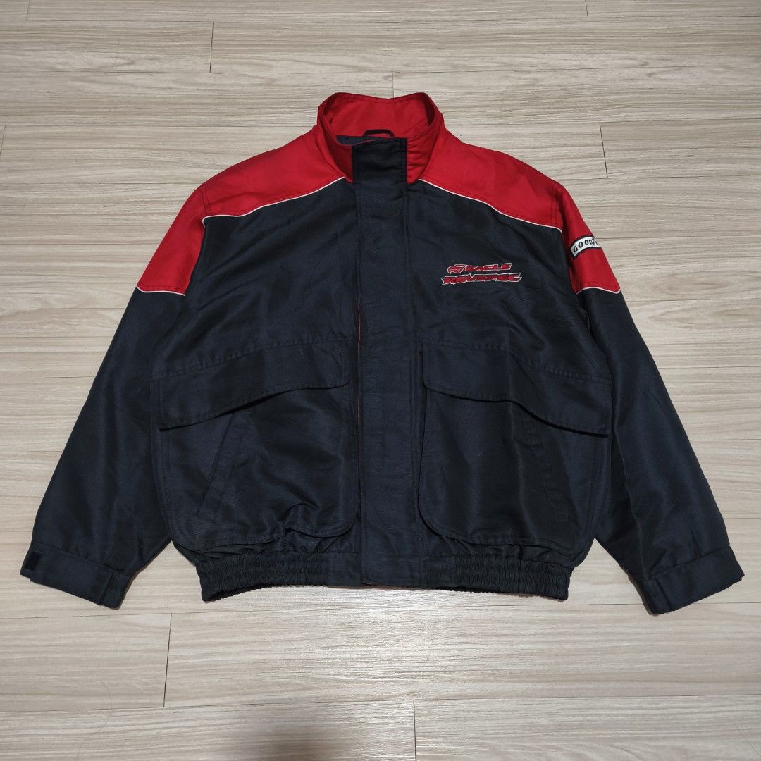 GOOD YEAR EAGLE REVSPEC Racing Jacket (Category: Coats, Jackets and Outerwear) located in Caloocan City. Submitted by thriftdeluxe3305 (Listing ID 1468554828, Image 3). Description: GOOD YEAR EAGLE REVSPEC Racing Jacket ♥️🏎️🖤 Width: 26 Length: 27 Size L on tag --- Color Rate: 10/10 Condition: 9.5/10 (Excellent Condition) --- 4,500php PLUS SHIPPING FEE.