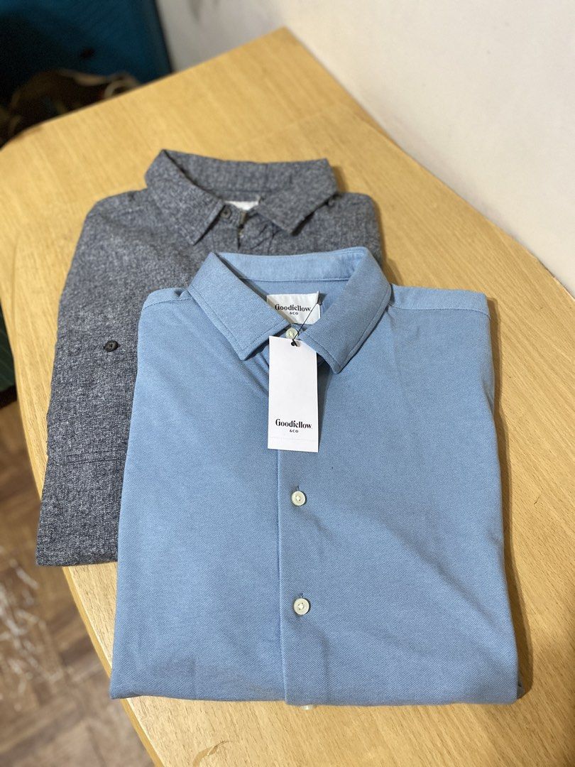 Goodfellow & Co Long sleeve Shirts Size M Bundle (Category: Tshirts & Polo Shirts ) located in Batangas. Submitted by lux_kimmy (Listing ID 1468500182, Image 1). Description: - Brand: Goodfellow & Co - Size: Medium - Condition: Brand new with tags (BNWT), unworn, straight from the retail rack - Item 1: Light blue button-down shirt - Item 2: Gray midweight standard fit flannel shirt featuring dual chest pockets - Perfect for smart-casual wear or l