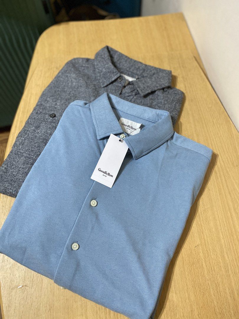 Goodfellow & Co Long sleeve Shirts Size M Bundle (Category: Tshirts & Polo Shirts ) located in Batangas. Submitted by lux_kimmy (Listing ID 1468500182, Image 2). Description: - Brand: Goodfellow & Co - Size: Medium - Condition: Brand new with tags (BNWT), unworn, straight from the retail rack - Item 1: Light blue button-down shirt - Item 2: Gray midweight standard fit flannel shirt featuring dual chest pockets - Perfect for smart-casual wear or l